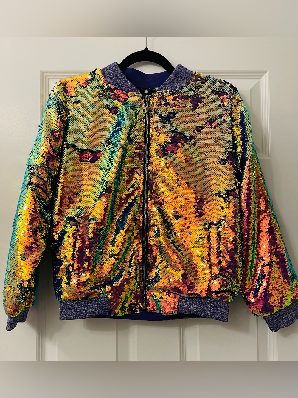 NWT Lola and the Boys Magic Mermaid Sequin Bomber jacket - 12